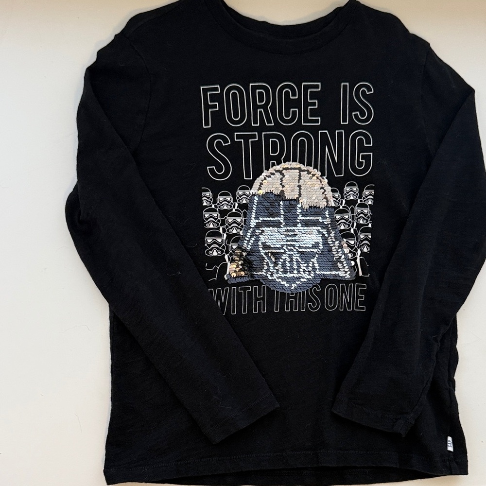 Gap Star Wars Black Long Sleeve Tee with Force Sequin Design